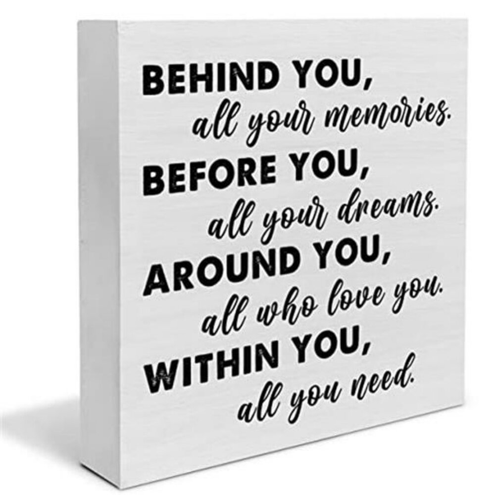 Graduation Quote Wood Box Sign Decor Desk Sign Positive Behind You